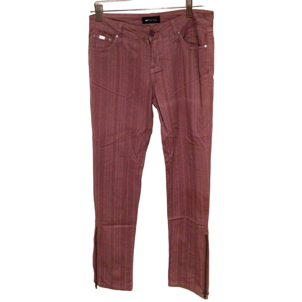 Paul Frank Rose Striped Zipper Casual Pants Size 26 Juniors Y2K Streetwear